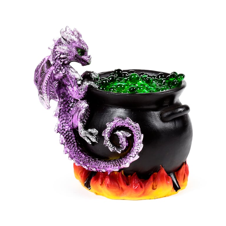 Elements LED Dragon Bubbling Cauldron - Resin and Plastic LED Light Fixture with On/Off Switch and AA Battery Operation