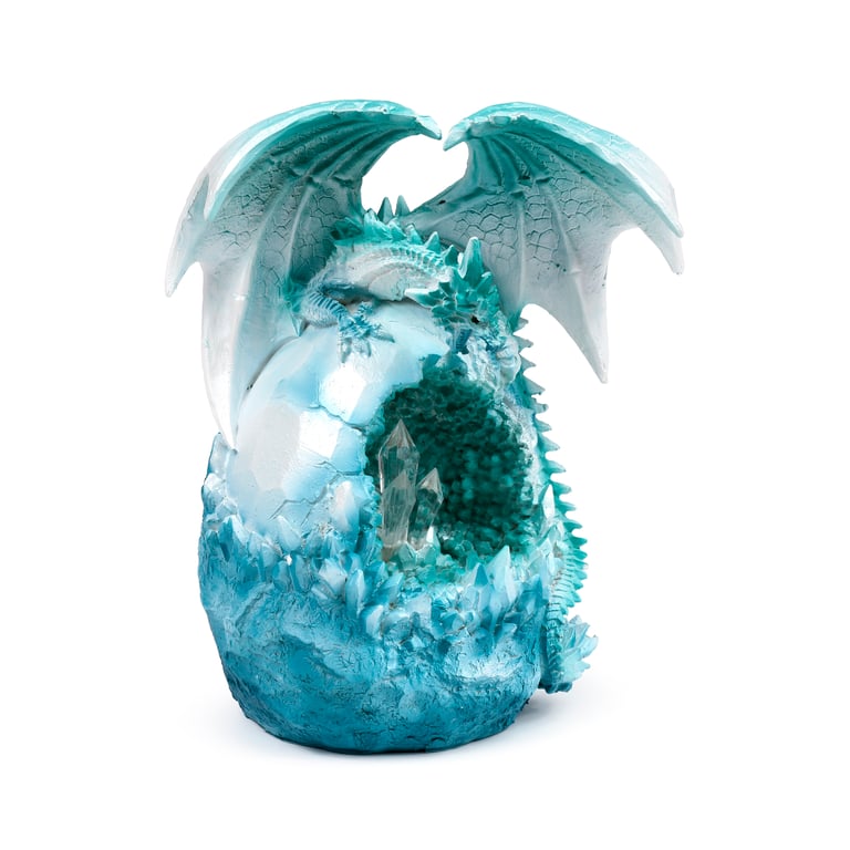 Dark Legends LED Dragon - Crystal Ice Cave Decoration with Resin and Plastic Construction, AA Battery Operated Light Switch