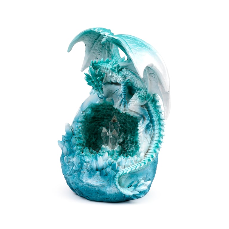 Dark Legends LED Dragon - Crystal Ice Cave Decoration with Resin and Plastic Construction, AA Battery Operated Light Switch