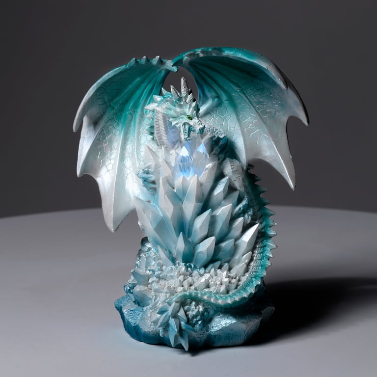 Crystal Quartz Dragon - LED Light with On/Off Switch and AA Battery Operation