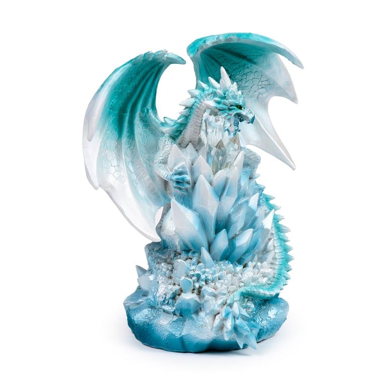 Crystal Quartz Dragon - LED Light with On/Off Switch and AA Battery Operation