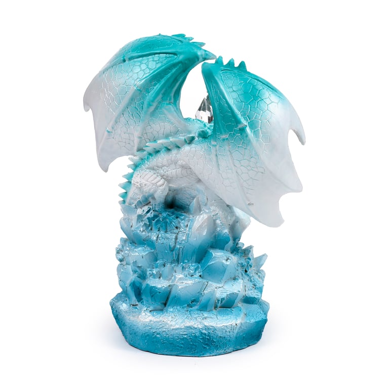 Crystal Quartz Dragon - LED Light with On/Off Switch and AA Battery Operation