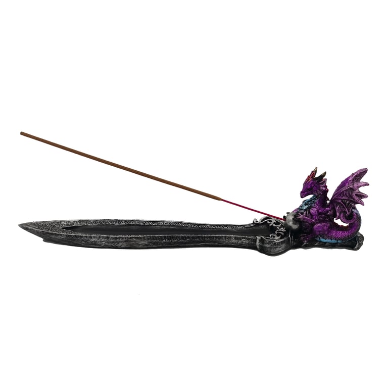 Dark Legends Dragon Resin Incense Burner - Mini Amethyst Design Holder for Home Decor