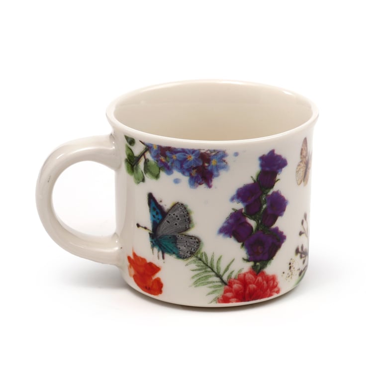 Porcelain Espresso Cups - Butterfly Meadows, 100ml, Dishwasher & Microwave Safe, Set of 2