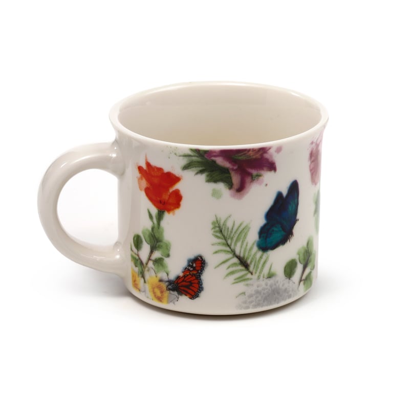 Porcelain Espresso Cups - Butterfly Meadows, 100ml, Dishwasher & Microwave Safe, Set of 2
