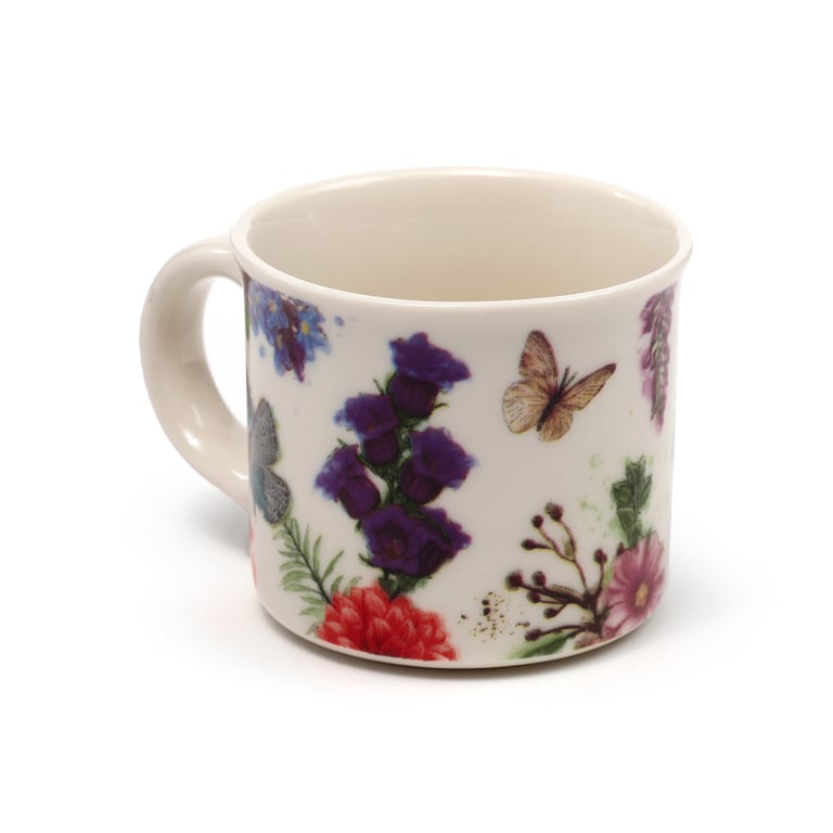 Porcelain Espresso Cups - Butterfly Meadows, 100ml, Dishwasher & Microwave Safe, Set of 2