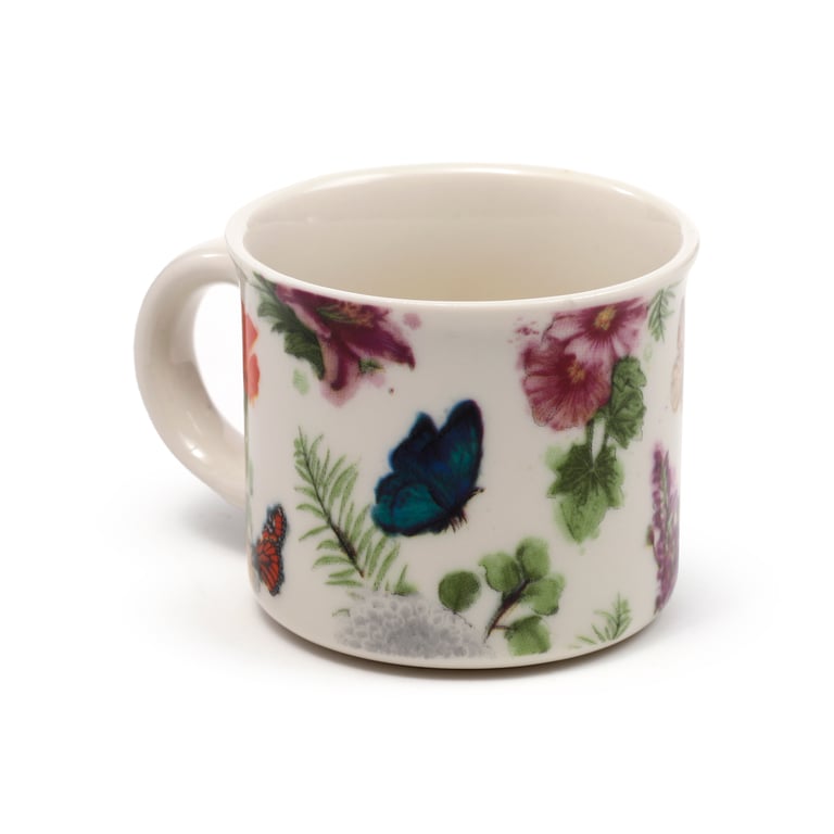 Porcelain Espresso Cups - Butterfly Meadows, 100ml, Dishwasher & Microwave Safe, Set of 2