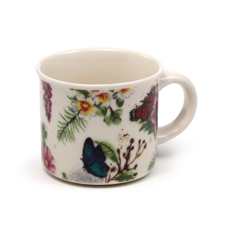 Porcelain Espresso Cups - Butterfly Meadows, 100ml, Dishwasher & Microwave Safe, Set of 2