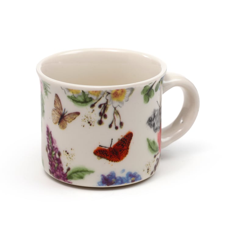 Porcelain Espresso Cups - Butterfly Meadows, 100ml, Dishwasher & Microwave Safe, Set of 2