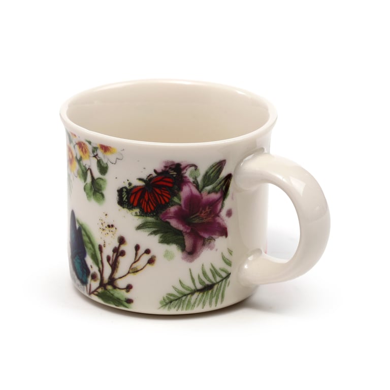 Porcelain Espresso Cups - Butterfly Meadows, 100ml, Dishwasher & Microwave Safe, Set of 2