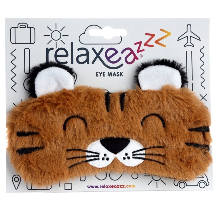 Plush Adoramals Tiger Polyester Eye Mask for Indoor Use Only, Not a Toy