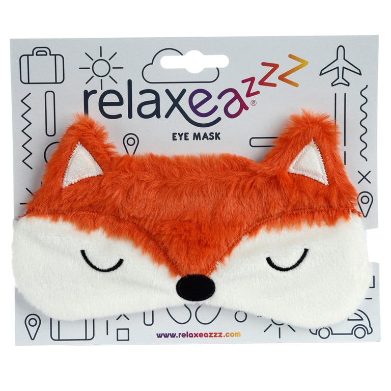 Plush Fox Eye Mask - Soft Polyester and Elastic Indoor Sleep Cover for Adults
