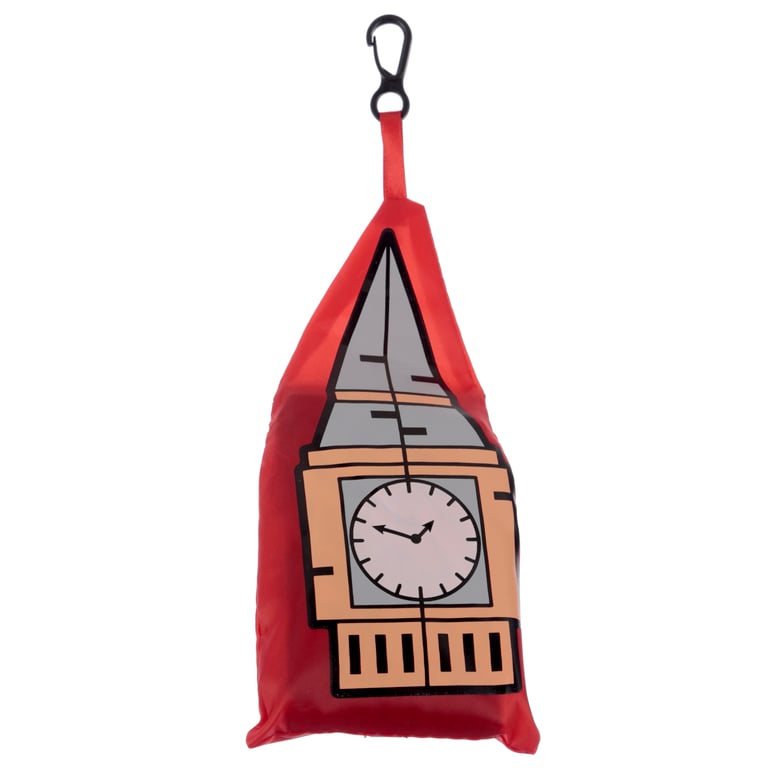 London Icons Big Ben Foldable Reusable Shopping Bag - Compact Polyester Tote
