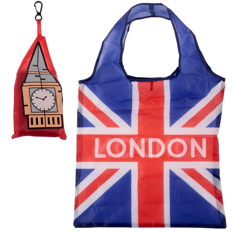London Icons Big Ben Foldable Reusable Shopping Bag - Compact Polyester Tote