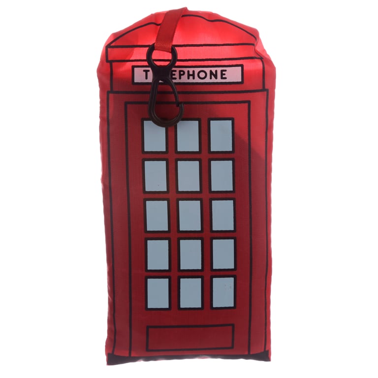 Handy Foldable Shopping Bag - Reusable Polyester London Icons Red Telephone Box Design