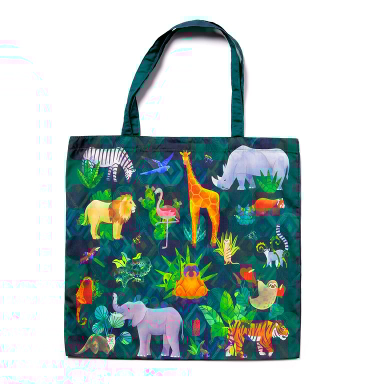 Handy Foldable RPET Eco-Friendly Reusable Shopping Bag - Animal Kingdom