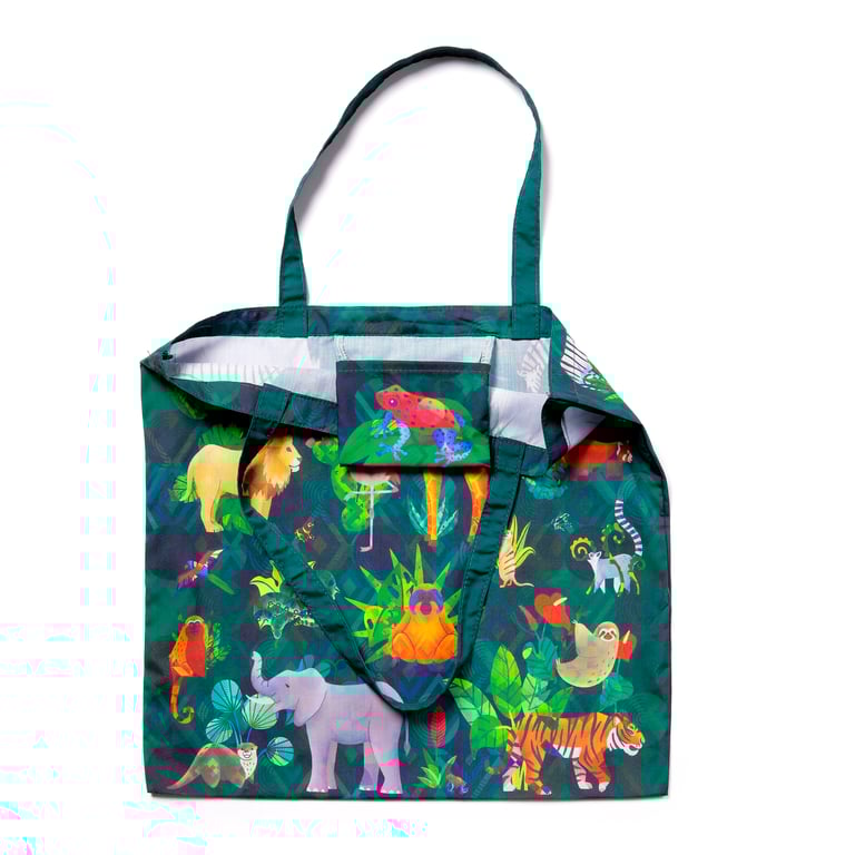 Handy Foldable RPET Eco-Friendly Reusable Shopping Bag - Animal Kingdom