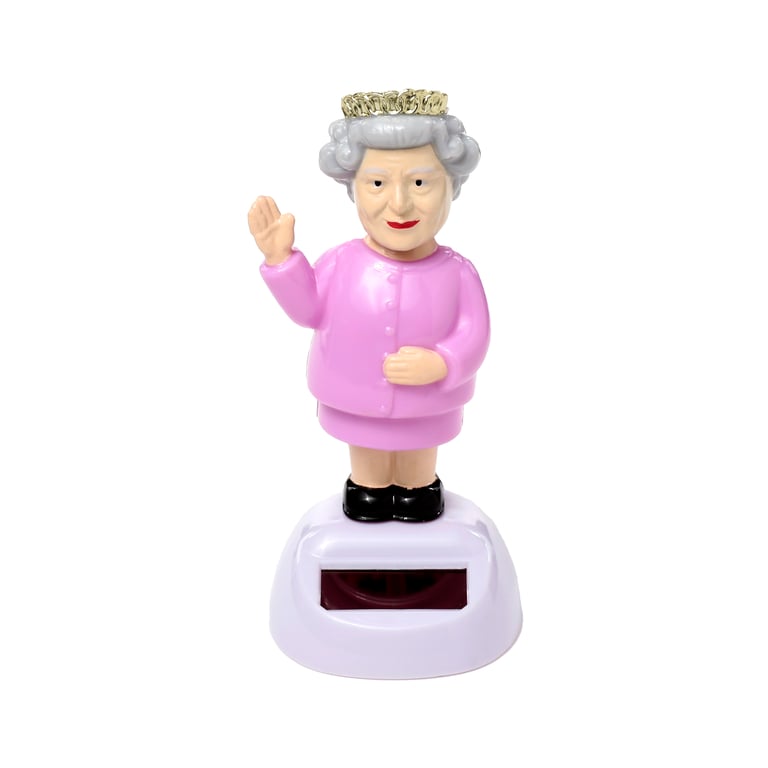 Queen Elizabeth Collectable Solar Powered Figure - Non-Toy Home Decor Magnet Backed Figurine