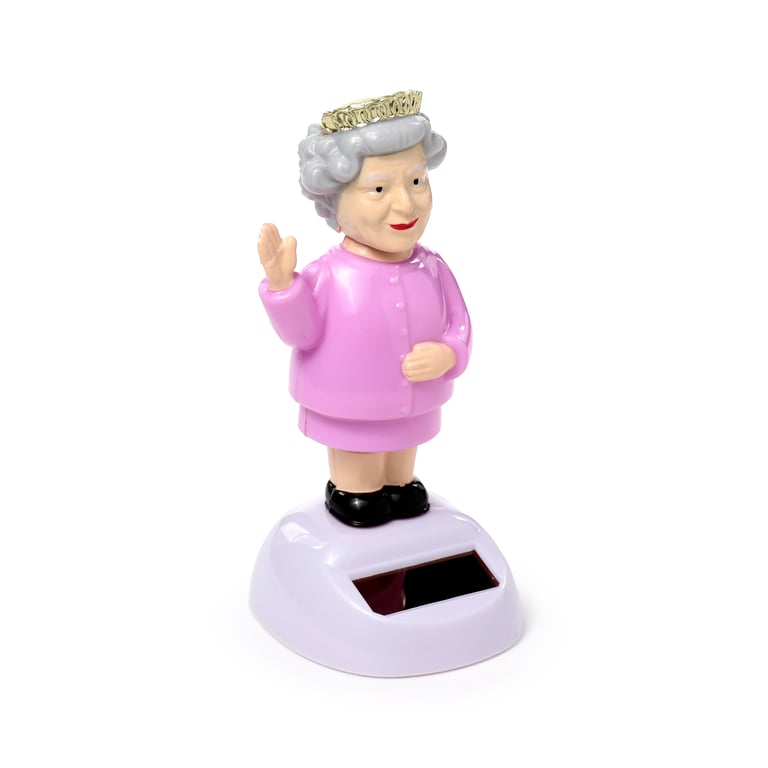 Queen Elizabeth Collectable Solar Powered Figure - Non-Toy Home Decor Magnet Backed Figurine