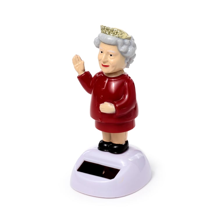 Queen Elizabeth Collectable Solar Powered Figure - Non-Toy Home Decor Magnet Backed Figurine