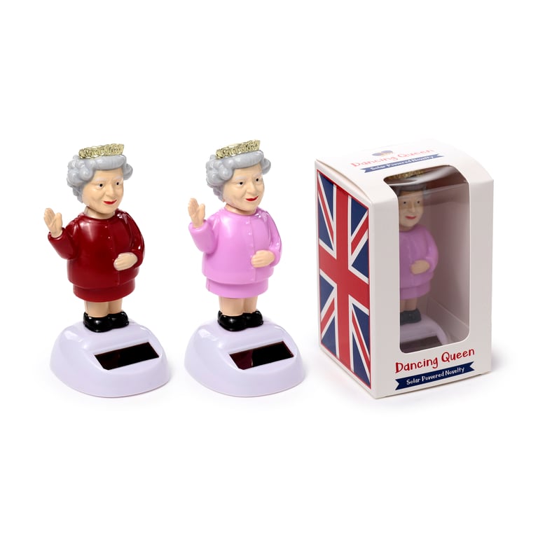 Queen Elizabeth Collectable Solar Powered Figure - Non-Toy Home Decor Magnet Backed Figurine