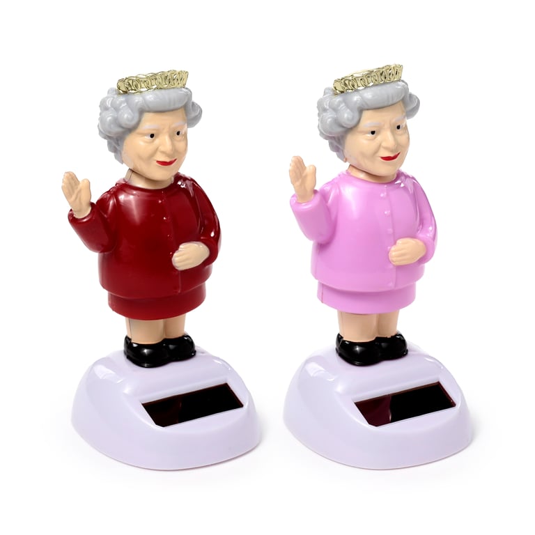Queen Elizabeth Collectable Solar Powered Figure - Non-Toy Home Decor Magnet Backed Figurine
