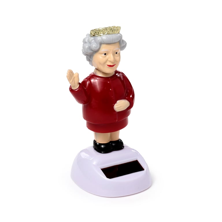 Queen Elizabeth Collectable Solar Powered Figure - Non-Toy Home Decor Magnet Backed Figurine
