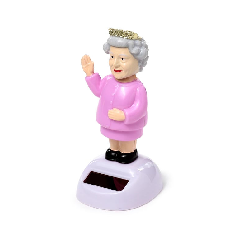 Queen Elizabeth Collectable Solar Powered Figure - Non-Toy Home Decor Magnet Backed Figurine