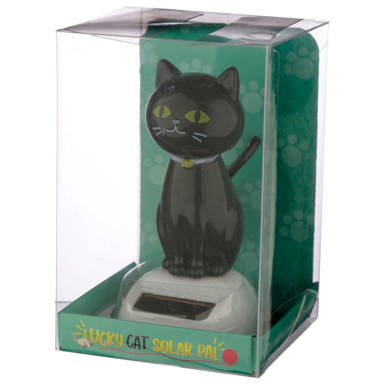 Lucky Black Cat Solar Powered Collectible Decoration