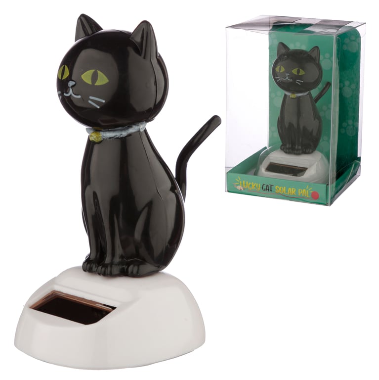 Lucky Black Cat Solar Powered Collectible Decoration