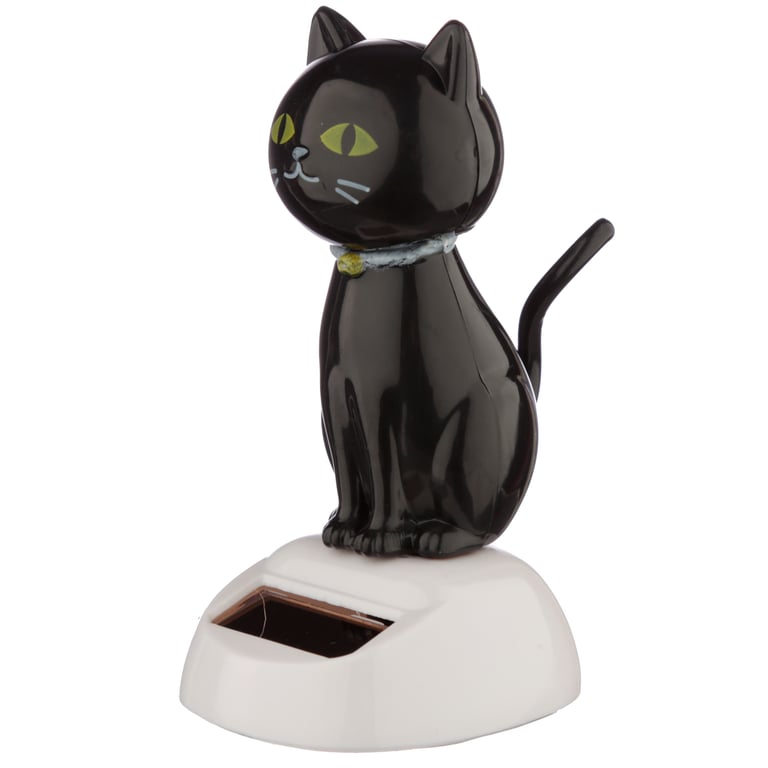 Lucky Black Cat Solar Powered Collectible Decoration