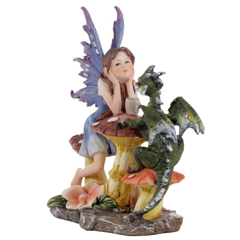 Resin Woodland Spirit Dragon Tea Party Fairy Collectible Decoration Statue