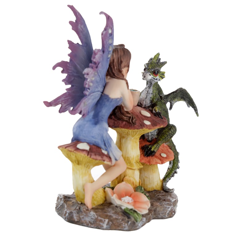 Resin Woodland Spirit Dragon Tea Party Fairy Collectible Decoration Statue