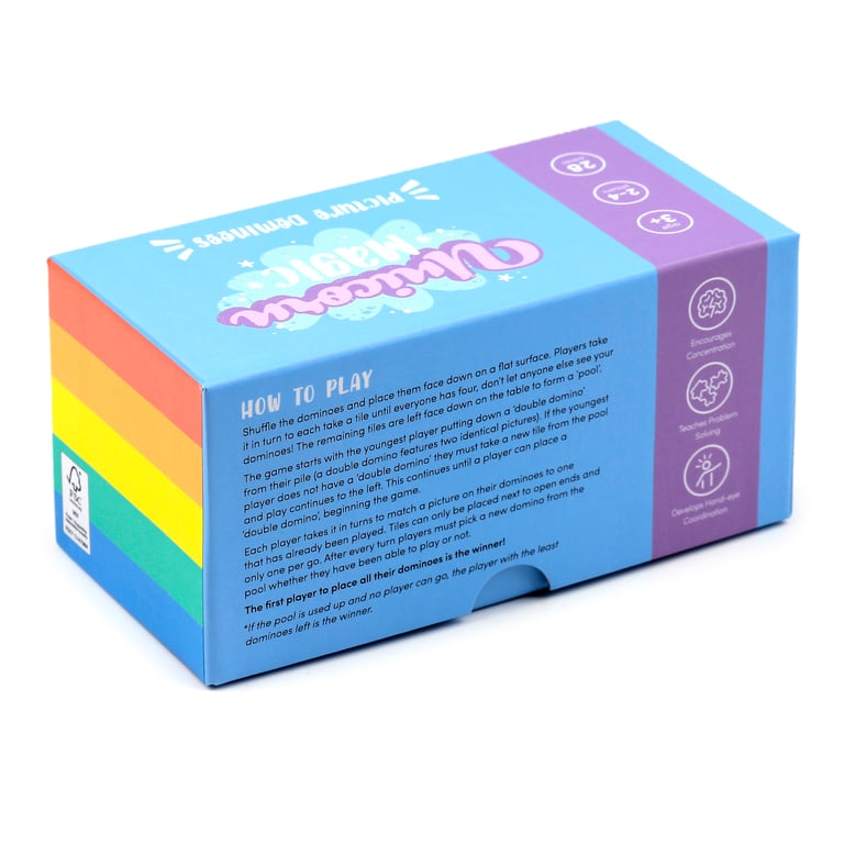 Kids Unicorn Magic Dominoes Set - 28 Piece Educational Toy for Children Over 3 Years
