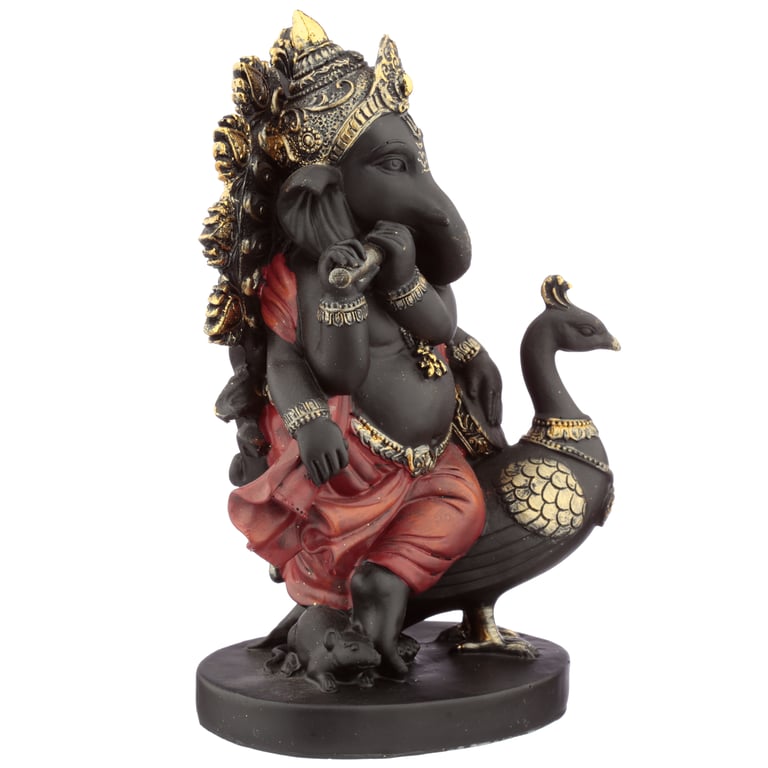Decorative Resin Ganesh Figurines - Peacock and Pipe Home Decor Statue