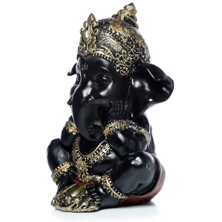 Black and Gold Resin Ganesh Statue - Home Decor Idol