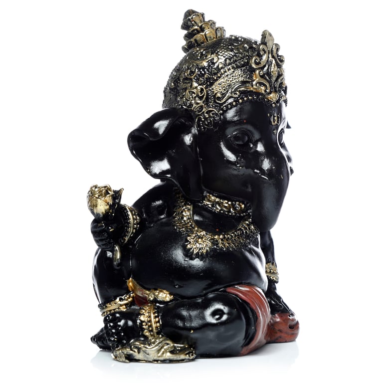 Black and Gold Resin Ganesh Statue - Home Decor Idol