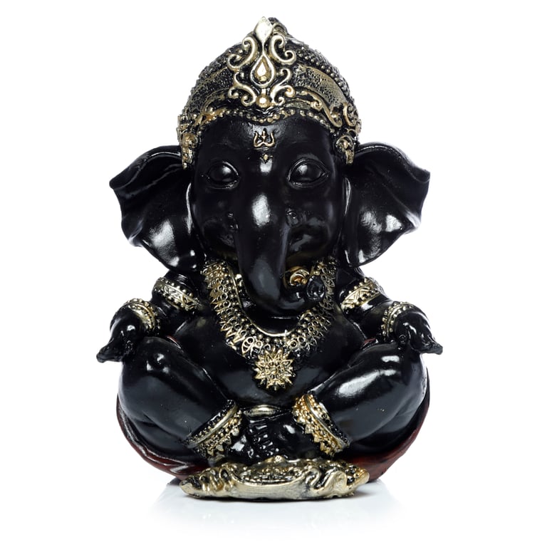 Black and Gold Resin Ganesh Statue - Home Decor Idol
