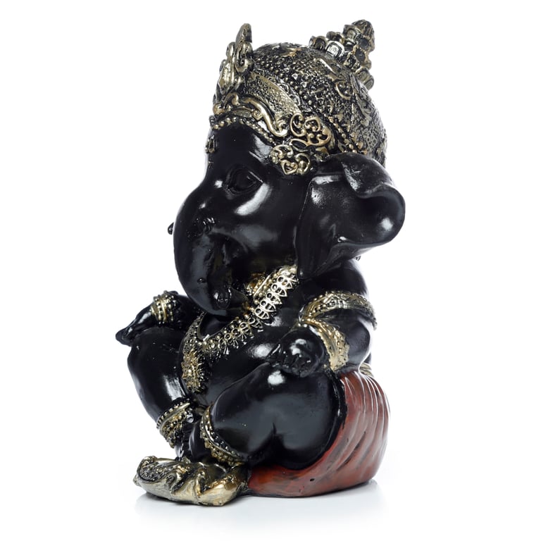 Black and Gold Resin Ganesh Statue - Home Decor Idol