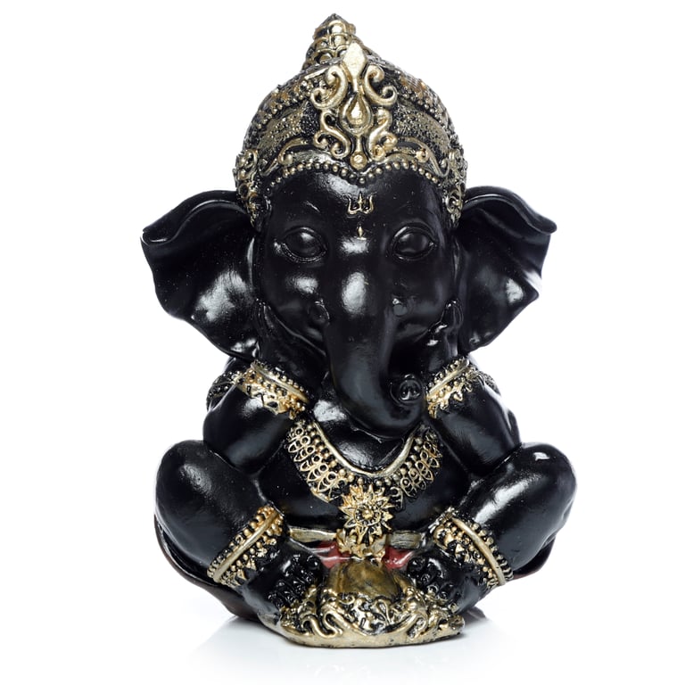 Black and Gold Resin Ganesh Statue - Home Decor Idol