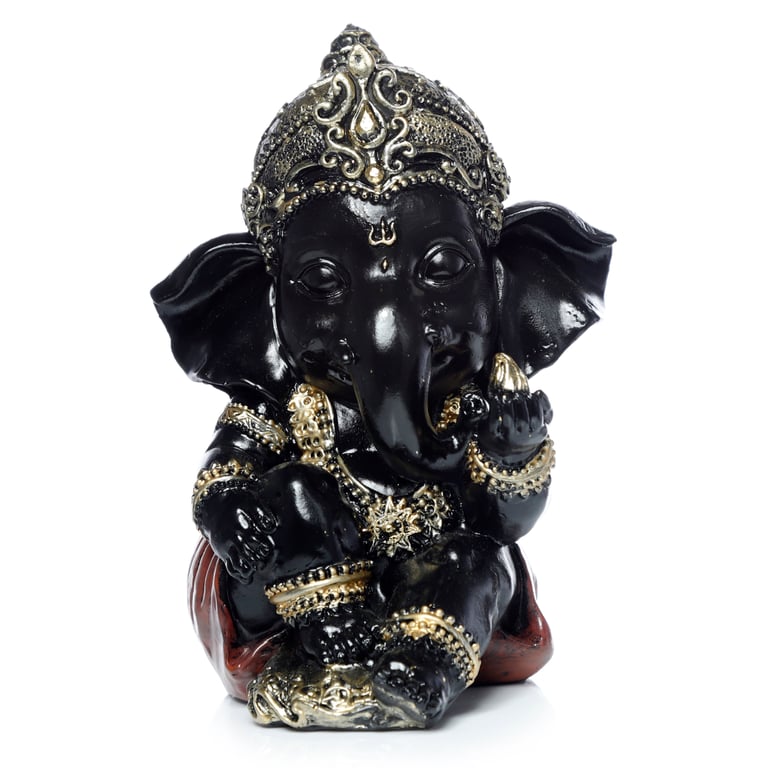 Black and Gold Resin Ganesh Statue - Home Decor Idol