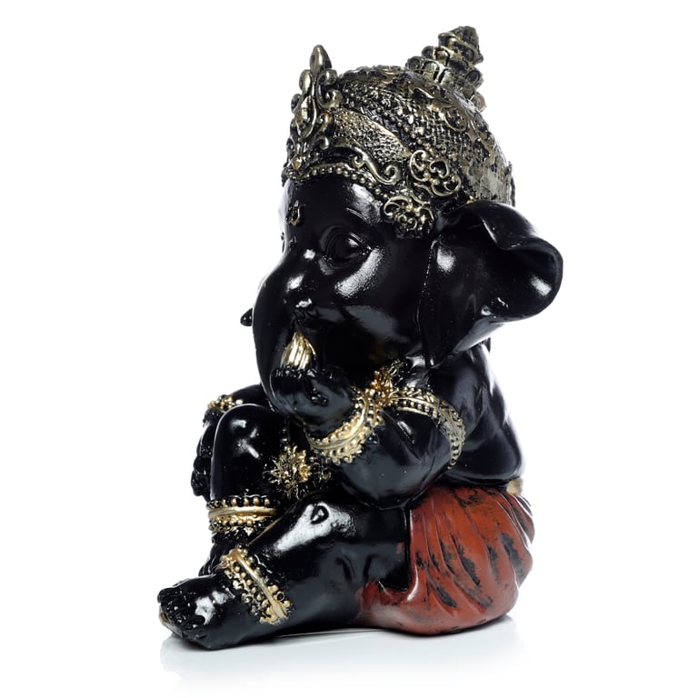 Black and Gold Resin Ganesh Statue - Home Decor Idol
