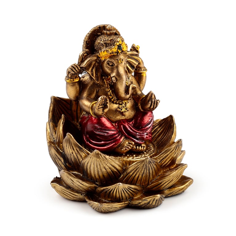 Resin Ganesh & Lakshmi Lotus Statue Home Decor Set of 2