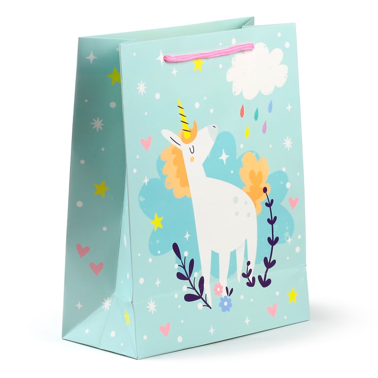 Large Unicorn Magic Card Gift Bag with Cord Handles and Tag