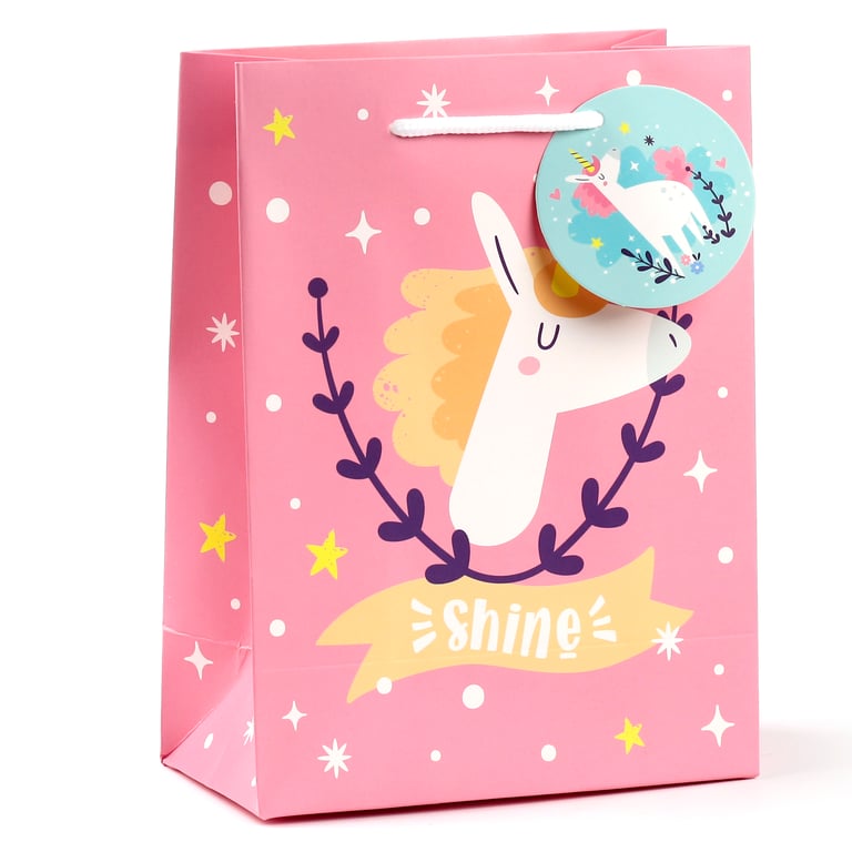Medium Unicorn Magic Card Gift Bag with Cord Handles and Tag