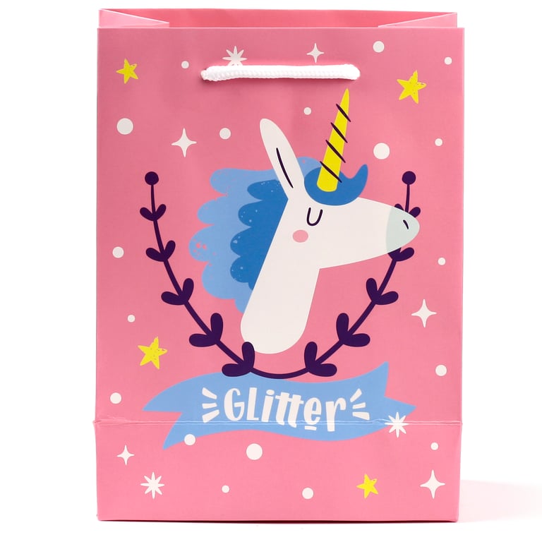 Medium Unicorn Magic Card Gift Bag with Cord Handles and Tag