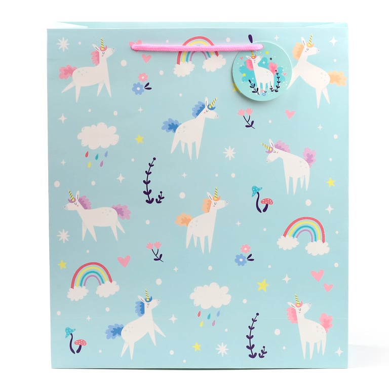 Extra Large Unicorn Magic Gift Bag with Card Tag and Cord Handles