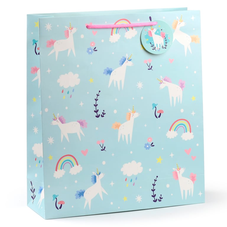Extra Large Unicorn Magic Gift Bag with Card Tag and Cord Handles