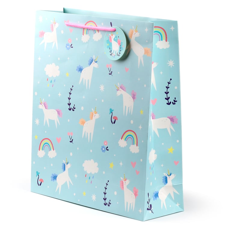 Extra Large Unicorn Magic Gift Bag with Card Tag and Cord Handles