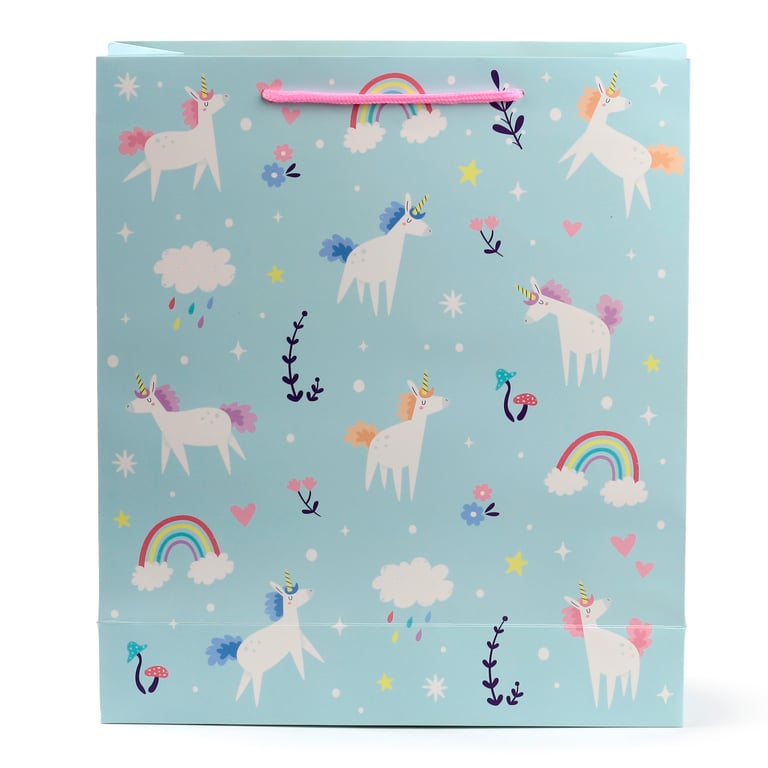 Extra Large Unicorn Magic Gift Bag with Card Tag and Cord Handles